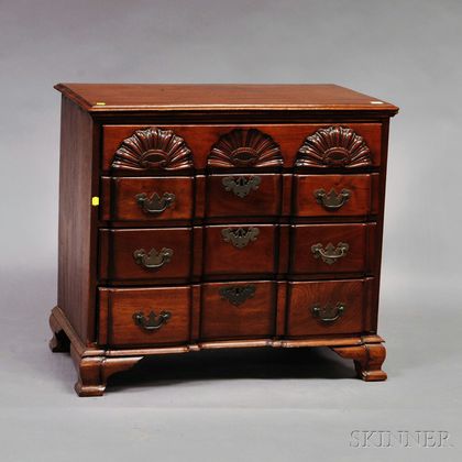 Chippendale-style Mahogany Shell-carved Block-front Chest of Drawers