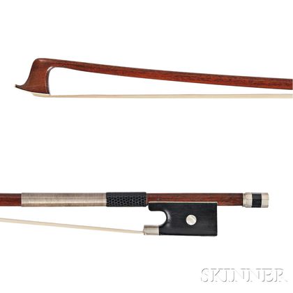 French Nickel Silver-mounted Violin Bow, Justin Poirson