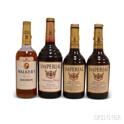 Mixed American Whiskey, 3 4/5 quart bottles 1 liter bottle 