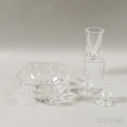 Four Pieces of Mid-century Crystal Tableware