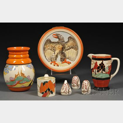 Seven Clarice Cliff Pottery Items