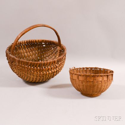 Two Woven Splint Gathering Baskets