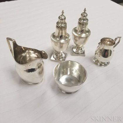 Five Pieces of English Sterling Silver Tableware