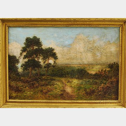 Daniel Sherrin (British, 1868-1940) Landscape with Path and Figures, Surrey.