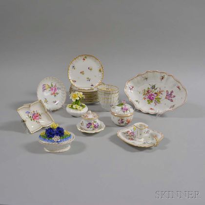 Group of Assorted Floral-decorated Porcelain Tableware. Estimate $150-250