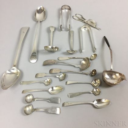 Group of English Sterling Silver and Coin Silver Flatware