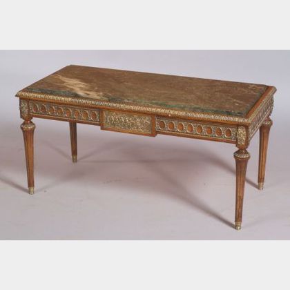 Louis XVI Style Marble-top and Gilt-metal Mounted Beechwood Low Table