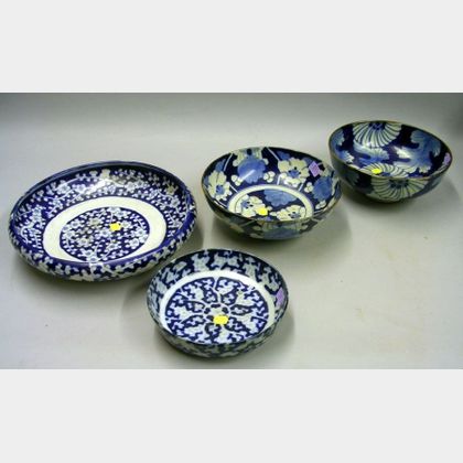 Four Chinese Blue and White Decorated Porcelain Bowls