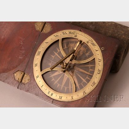 Brass and Wood Boxed Compass Sundial