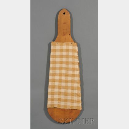 Wooden Ironing Board Wrapped in Woven Wool Homespun Fabric