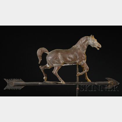 Molded Copper and Zinc Prancing Horse Weather Vane