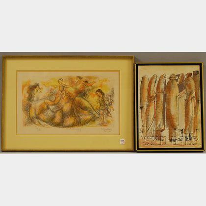 Two Framed Works: Chaim Gross (Austrian, 1904-1991),Mother's Joy