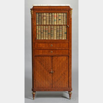 Edwardian Marble-top Mahogany Veneer Cabinet