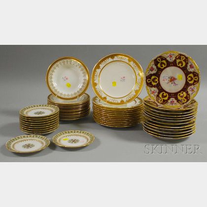 Four Sets of English and French Porcelain Soups and Plates