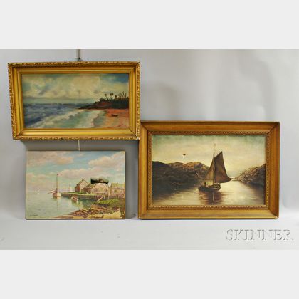 Three Oil on Canvas Ocean Scenes