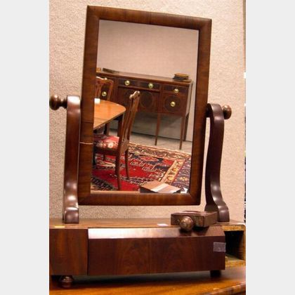 Classical Mahogany Veneer Dressing Mirror on Cabinet. 