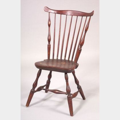 Red-stained Windsor Fan-back Side Chair