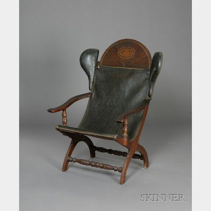Federal Mahogany Inlaid Carved Sling-seat "Campeachy" Armchair