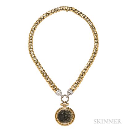 18kt Gold, Ancient Coin, and Diamond Pendant, Tiffany & Co.