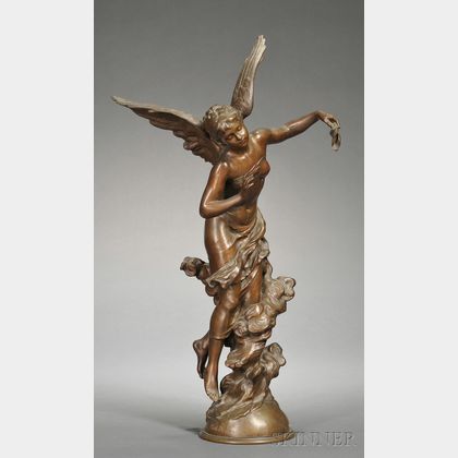 Mathurin Moreau (French, 1822-1912) Bronze Figure of an Angel, Corne D'Abondance