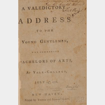 (Yale University),Dwight, Timothy (1752-1817),Presentation copy