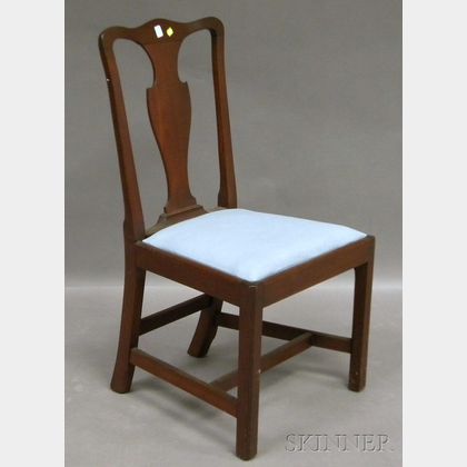 Chippendale Mahogany Side Chair with Upholstered Slip Seat. 