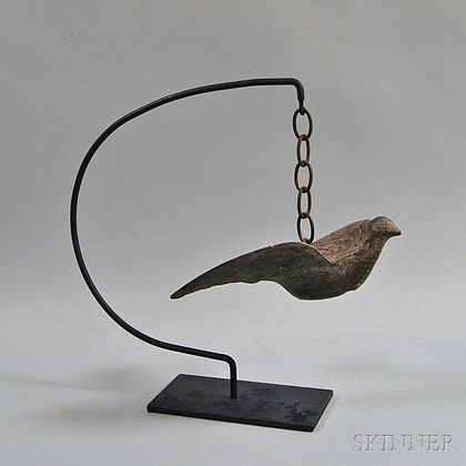 Red-painted Cast Metal Dove