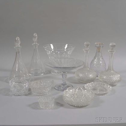 Fifteen Pieces of Colorless Glass Tableware