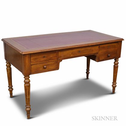 Regency-style Mahogany and Tooled Leather Desk