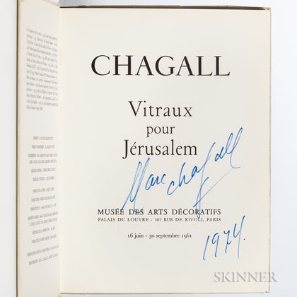 Chagall, Marc (1887-1995) Vitraux pour Jerusalem , Signed by Chagall.