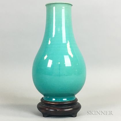 Turquoise Blue-glazed Awaji Vase