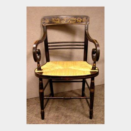 Painted and Stenciled Fancy Armchair,.