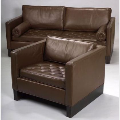 Seagram Collection Leather Sofa and Chair