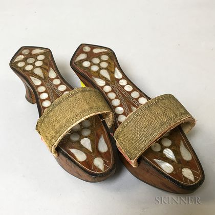 Pair of Mother-of-pearl-inlaid Shoes
