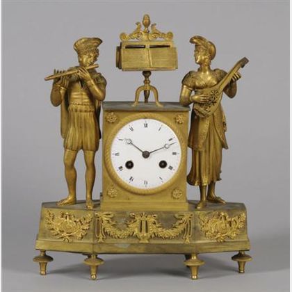 French Neoclassical Gilt Mantel Clock