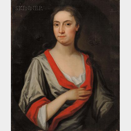 British School, 18th/19th Century Portrait of a Lady in Gray and Red