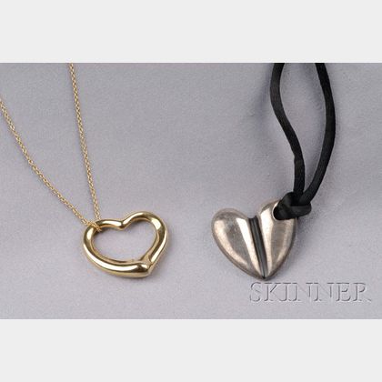 Two Heart Pendant Necklaces, Elsa Peretti, Tiffany & Co., and Barry Kieselstein-Cord