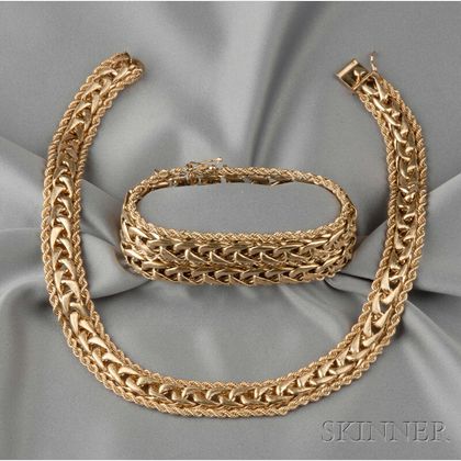14kt Gold Necklace, and Bracelet