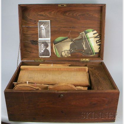 Rosewood Box Containing Violin Wood and Templates