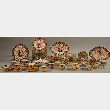 Seventy-six Assembled Pieces of Crown Derby Imari-palette Porcelain Dinnerware. Estimate $500-700