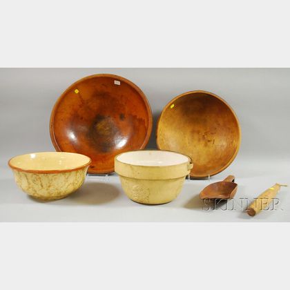 Six Assorted Wood and Ceramic Kitchen Items