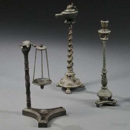 Three Grand Tour Roman-style Bronze Objects on Stands