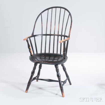 Black-painted Sack-back Windsor Armchair