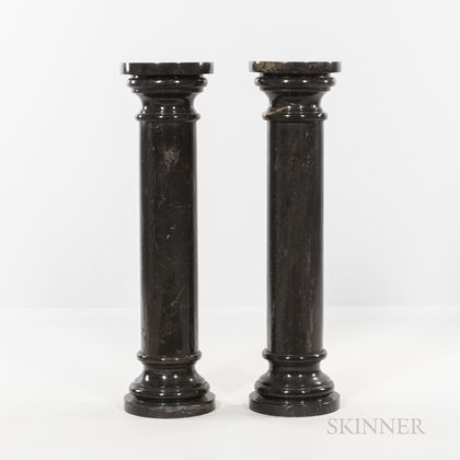Pair of Marble Columnar Pedestals