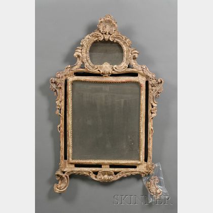 Italian Rococo Silvered Gesso Mirror
