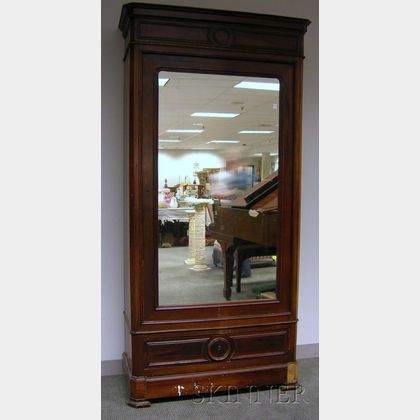 Victorian Rosewood and Mirrored One-Door Wardrobe