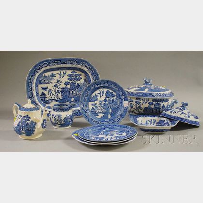 Small Group of Blue Willow Pattern Ceramic Tableware