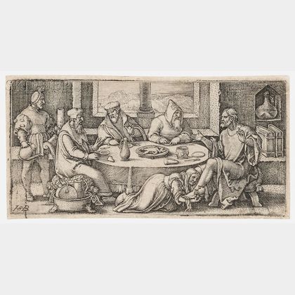 Hans Sebald Beham (German, 1500-1550) Two Works: Christ at Table of Simon the Pharisee