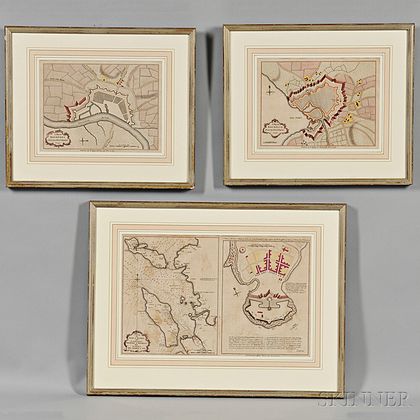 France, Fortifications. Thomas Jefferys (c. 1719-1771) A Plan of Rochfort; A Plan of Rochelle; A Chart of the Road of Basque; [and] A P