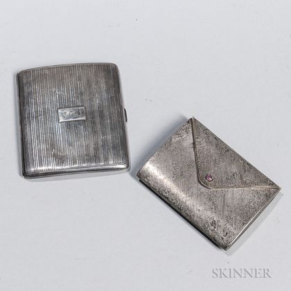 Italian Sterling Silver Pocketbook-form Compact and an English Sterling Silver Cigarette Case